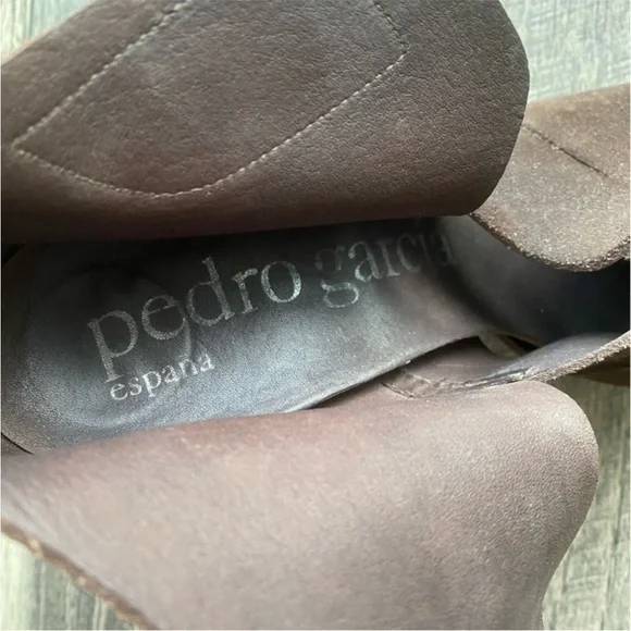 Pedro Garcia Brown Suede Leather High Heel Open Toe Booties Size 41.5